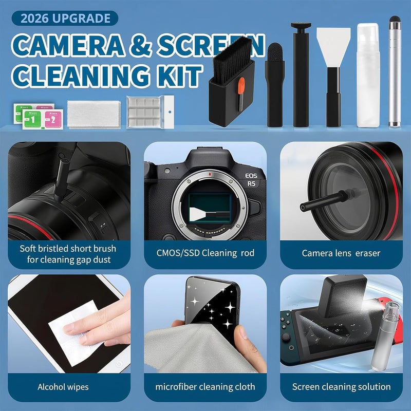 HISSIMO 2026 Upgrade Phone Cleaning Kit 47PCS, iPhone Cleaning Kit, Airbud AirPods Cleaning Kit, Keyboard Cleaning Kit, Charging Port Cleaner for Apple Lightning/Android USB-C (Black) - Image 5
